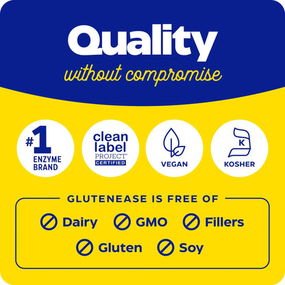 This image shows the quality and what Gluten Ease is free of.
