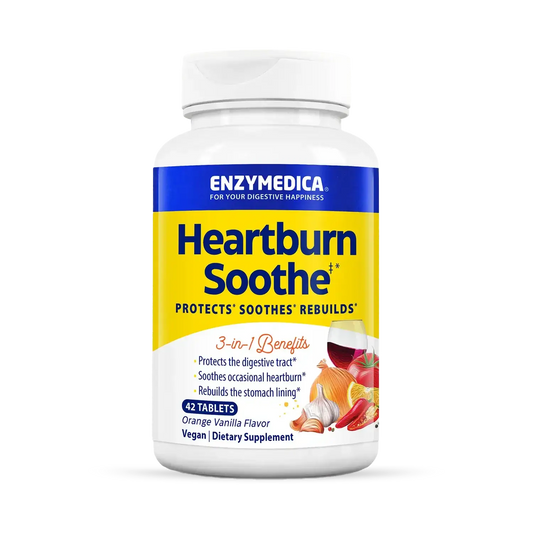 This image shows the container of Heartburn Soothe Chewable that can hold 42 tablets.