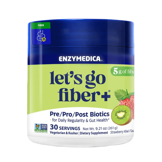 Canister of Lets Go Fiber Strawberry Kiwi. 
